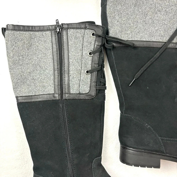 NWOT Clarks Black Lamb Wool Merrian Noble Wide Calf Knee High Riding Boot (9W) - Picture 2 of 15